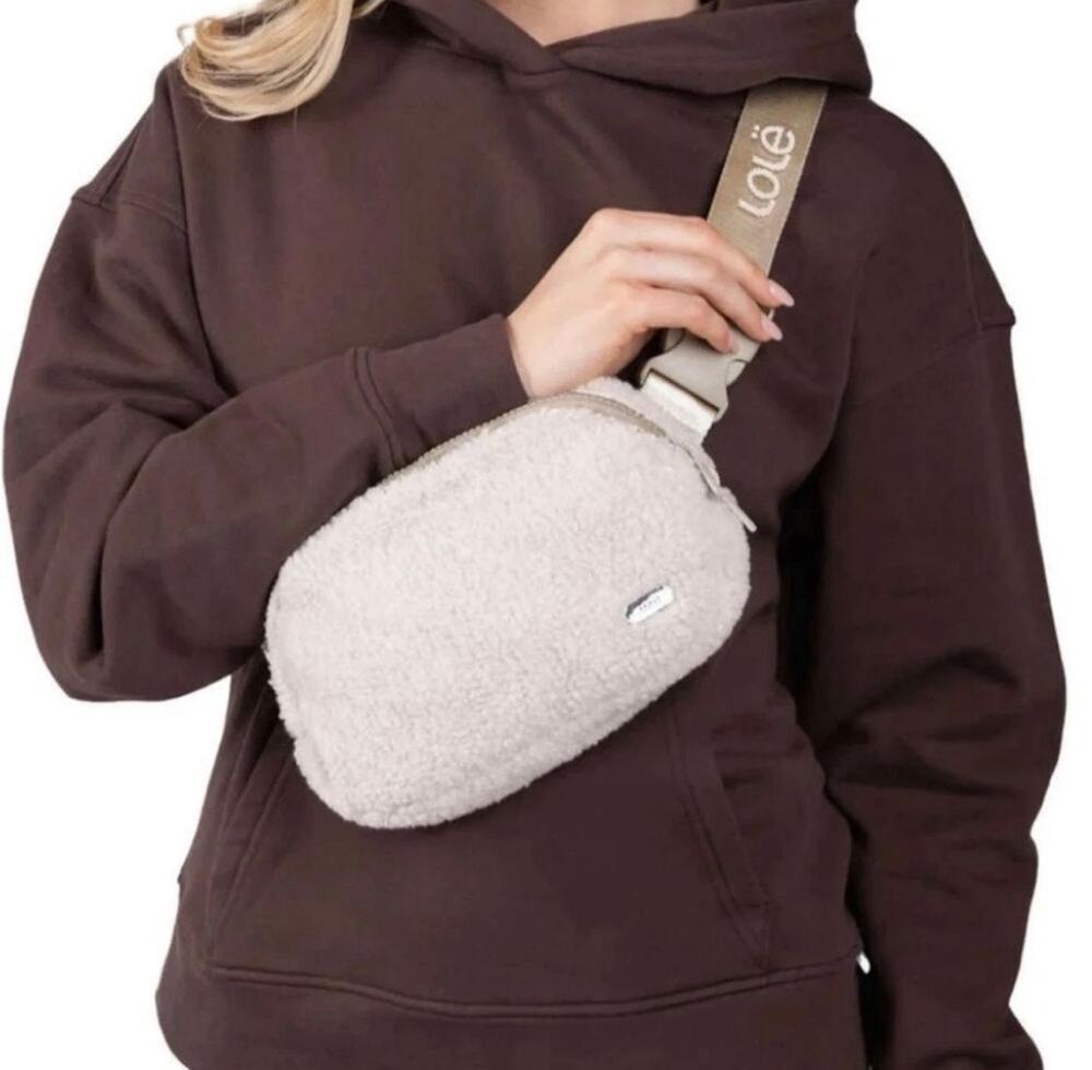 Lole NEW Fleece Crossbody Belt Bag Cream Color Unisex